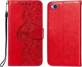 Voor Xiaomi Redmi Go Flower Vine Embossing Pattern Horizontale Flip Leather Case met Card Slot & Holder & Wallet & Lanyard (Red)