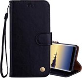 Voor Sumsung Galaxy Note 8 zakelijke stijl olie wax textuur horizontale flip lederen tas met houder & kaartsleuven & portemonnee (zwart)
