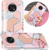 Voor Xiaomi Redmi Note 9T Plating TPU beschermhoes (roze ruit)