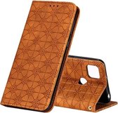 Voor Xiaomi Redmi 9C Lucky Flowers Embossing Pattern Magnetische Horizontale Flip Leather Case met houder & kaartsleuven (geel bruin)