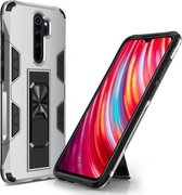 Voor Xiaomi Redmi Note 8 Pro Soldier Armor Schokbestendig TPU + PC Magnetische beschermhoes met houder (zilver)