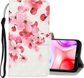 Voor Xiaomi Redmi 8 3D Gekleurde Tekening Horizontale Flip PU Lederen Case met Houder & Kaartsleuven & Portemonnee (Rode Bloem)