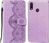 Voor Huawei P smart Z / Y9 Prime (2019) Flower Vine Embossing Pattern Horizontale Flip Leren Case met Card Slot & Holder & Wallet & Lanyard (Purple)