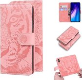 Voor Xiaomi Redmi Note 8T Tiger Embossing Pattern Horizontale Flip lederen tas met houder & kaartsleuven & portemonnee (roze)