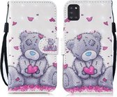 Voor Samsung Galaxy A31 3D Schilderen Patroon Gekleurde Tekening Horizontale Flip PU Lederen Case met Houder & Kaartsleuven & Portemonnee & Lanyard (Love Bear)