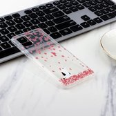 Voor Samsung Galaxy A51 gekleurd tekeningpatroon zeer transparant TPU beschermhoes (Sakura Cat)