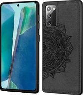 Voor Samsung Galaxy Note 20 Mandala reliëfdoek + pc + TPU mobiele telefoonhoes met magnetische functie en draagriem (zwart)