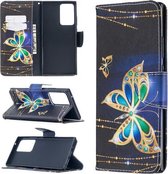 Voor Samsung Galaxy Note20 Ultra Gekleurde Tekening Patroon Horizontale Flip Leren Case met Houder & Kaartsleuven & Portemonnee (grote Vlinder)