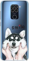 Voor Xiaomi Redmi 10X gekleurd tekeningpatroon zeer transparant TPU beschermhoes (Pinch Dog)