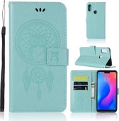 Windgong Uil Embossing Patroon Horizontale Flip lederen tas met houder & kaartsleuven & portemonnee voor Xiaomi Redmi Note 6 (groen)