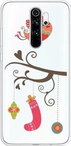 Voor Xiaomi Redmi Note 8 Pro Trendy schattig kerstpatroon doorzichtig TPU beschermhoes (geschenkvogel)