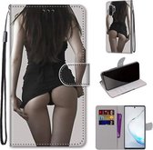 Voor Samsung Galaxy Note10 + Gekleurde Tekening Cross Textuur Horizontale Flip PU Lederen Case met Houder & Kaartsleuven & Portemonnee & Lanyard (Minirok)
