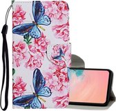 Voor Samsung Galaxy S21 + 5G Gekleurde Tekening Patroon Horizontale Flip Leren Case met Houder & Kaartsleuven & Portemonnee & Lanyard (Dragonfly Bloem)