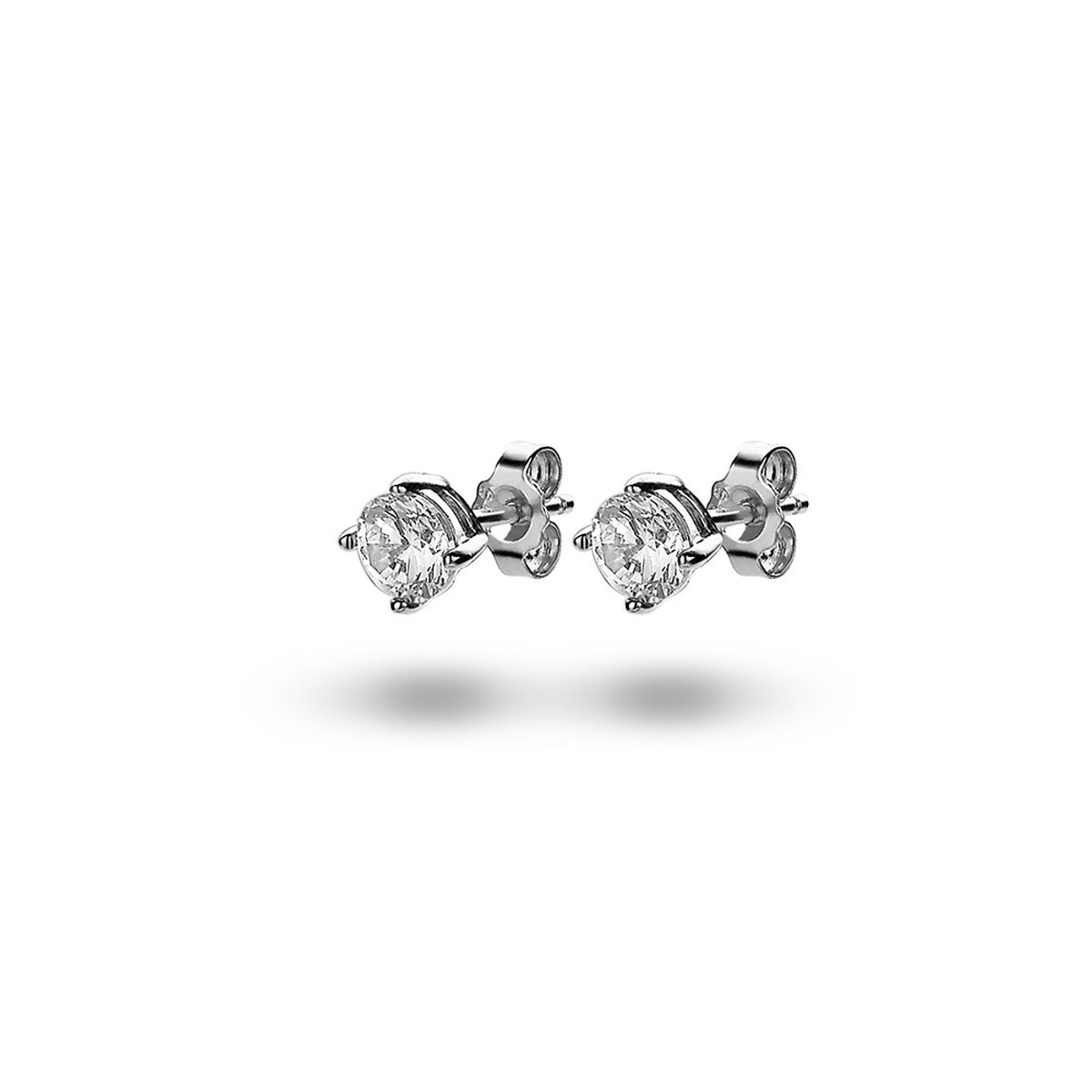 Twice As Nice Oorbellen in zilver, een zirkonia van 5 mm Wit