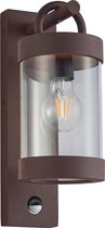 LED Tuinverlichting met Bewegingssensor - Wandlamp Buitenlamp - Trion Semby - E27 Fitting - Rond - Roestkleur - Aluminium - BSE