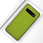 Schokbestendige stoffen textuur PC + TPU beschermhoes voor Galaxy S10 + (groen)