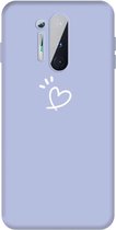 Voor OnePlus 8 Pro Three Dots Love-heart Pattern Frosted TPU beschermhoes (lichtpaars)