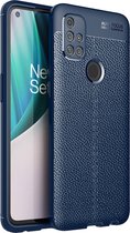 Voor OnePlus Nord N10 5G Litchi Texture TPU schokbestendig hoesje (blauw)