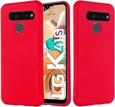 Voor LG K51S Pure Color Vloeibare siliconen schokbestendige hoes met volledige dekking (rood)