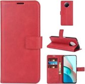 Retro kalfspatroon gesp horizontale flip lederen tas met houder & kaartsleuven & portemonnee voor Xiaomi Redmi Note 9 5G (rood)