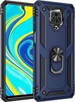 Voor Xiaomi Redmi Note 9 Pro schokbestendige TPU + pc-beschermhoes met 360 graden roterende houder (blauw)