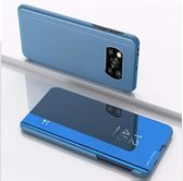 Voor Xiaomi Poco X3 NFC vergulde spiegel horizontale flip lederen tas met houder (blauw)