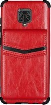 Voor Geschikt voor Xiaomi Redmi Note 9 Pro Flip Card Bag Koperen Gesp TPU + PU Leather Back Cover Shockproof Case met Kaartsleuven & Fotolijst (Rood)
