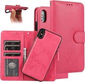 Voor iPhone XS Max KLT888-2 Retro 2 in 1 afneembare magnetische horizontale flip TPU + PU lederen tas met houder & kaartsleuven & fotolijst & portemonnee (rose rood)