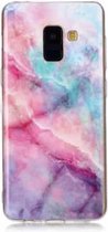 Voor Galaxy A8 gekleurde tekening patroon IMD vakmanschap zachte TPU beschermhoes (roze lucht)