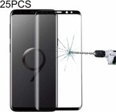 25 STKS Voor Galaxy S9 Plus 9H Oppervlaktehardheid 3D Gebogen Rand Antikras Volledig scherm HD Gehard glas Screenprotector (Zwart)