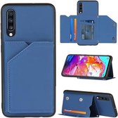 Voor Samsung Galaxy A70 & A70s Skin Feel PU + TPU + PC Achterkant Schokbestendig hoesje met kaartsleuven & houder & fotolijst (koningsblauw)