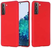 Voor Samsung Galaxy S21 + 5G pure kleur vloeibare siliconen schokbestendige volledige dekking hoes (rood)