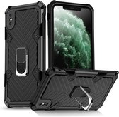 Voor iPhone X / XS Cool Armor PC + TPU schokbestendig hoesje met 360 graden rotatie ringhouder (zwart)