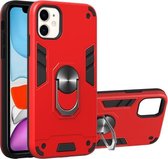 Voor iPhone 11 2 in 1 Armor Series PC + TPU beschermhoes met ringhouder (rood)