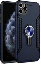 Voor iPhone 11 Pro Max metalen ringhouder 360 graden roterende TPU + pc-beschermhoes (blauw)