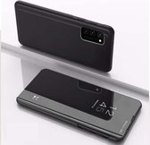 Voor Samsung Galaxy A12 vergulde spiegel horizontale flip lederen tas met houder (zwart)