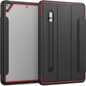 Voor iPad Air 2 / Air / 9.7 (2018 & 2017) Acryl + TPU Horizontale Flip Smart Leather Case met Drie-vouwbare houder & Pen Slot & Wake-up / Slaapfunctie (Rood + Zwart)