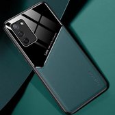 Voor OPPO A55 All-inclusive lederen + organische glazen beschermhoes met metalen ijzeren plaat (groen)