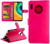 Voor Huawei Mate 30 Crazy Horse Textuur Horizontale Flip Leren Case met Houder & Kaartsleuven & Portemonnee & Fotolijst (Magenta)