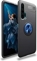 Metalen ringhouder 360 graden roterende TPU-hoes voor Huawei Honor 20 Pro (zwart + blauw)