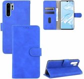 Voor Huawei P30 Pro Effen Kleur Huid Voel Magnetische Gesp Horizontale Flip Kalf Textuur PU Lederen Case met Houder & Kaartsleuven & Portemonnee (Blauw)