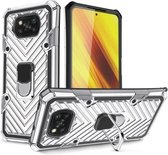 Voor Xiaomi Poco X3 NFC Cool Armor PC + TPU schokbestendig hoesje met 360 graden rotatie ringhouder (zilver)