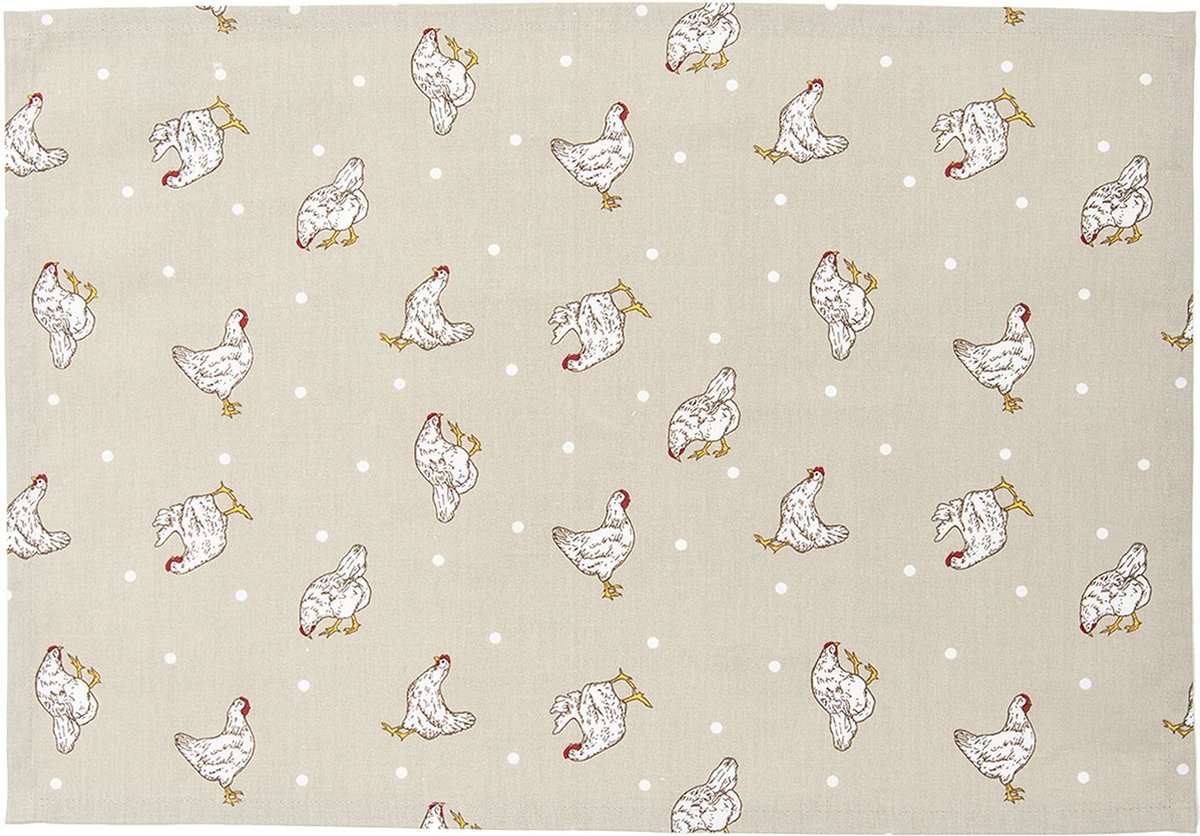 Clayre & Eef Placemats (set v 6) 48*33 cm Beige Katoen Kip Rechthoek Tafelmat