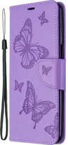 Xiaomi Redmi Note 9 Pro Hoesje - Mobigear - Butterfly Serie - Kunstlederen Bookcase - Paars - Hoesje Geschikt Voor Xiaomi Redmi Note 9 Pro