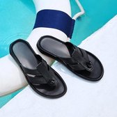 Zomermode Hoge Stretch Comfortabele Leren Pantoffels voor Heren (Kleur: Zwart Maat: 41)