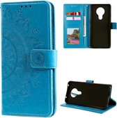 Voor Nokia 3.4 Totem Bloem Reliëf Horizontale Flip TPU + PU lederen tas met houder & kaartsleuven & portemonnee (blauw)