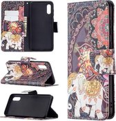 Voor Samsung Galaxy A02 / M02 Gekleurde Tekening Patroon Horizontale Flip Leren Case met Houder & Kaartsleuven & Portemonnee (Bloemen Olifant)