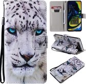 Voor Galaxy A80 / A90 Geschilderd Patroon Horizontale Flip Leren Case, met Portemonnee & Houder & Kaartsleuven & Lanyard (Witte Luipaard)