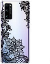 Voor Huawei Honor 30 gekleurd tekeningpatroon zeer transparant TPU beschermhoes (zwarte roos)