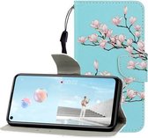 Voor Huawei Nova 7 SE Gekleurde Tekening Horizontale Flip Leren Case met Houder & Kaartsleuf & Portemonnee (Magnolia)